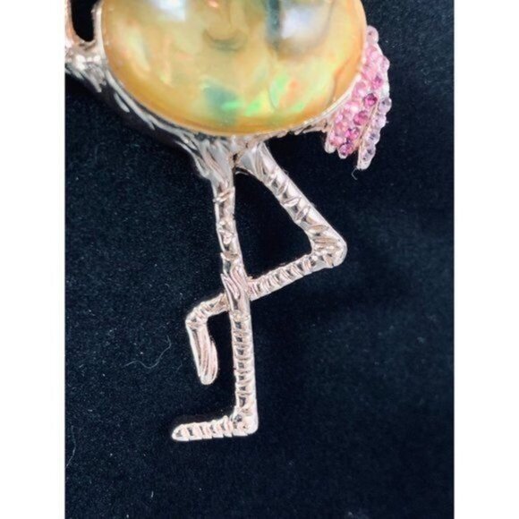 RMN Roman Flamingo Pendant Rose Gold Tone Mesh Choker Necklace - Picture 4 of 11